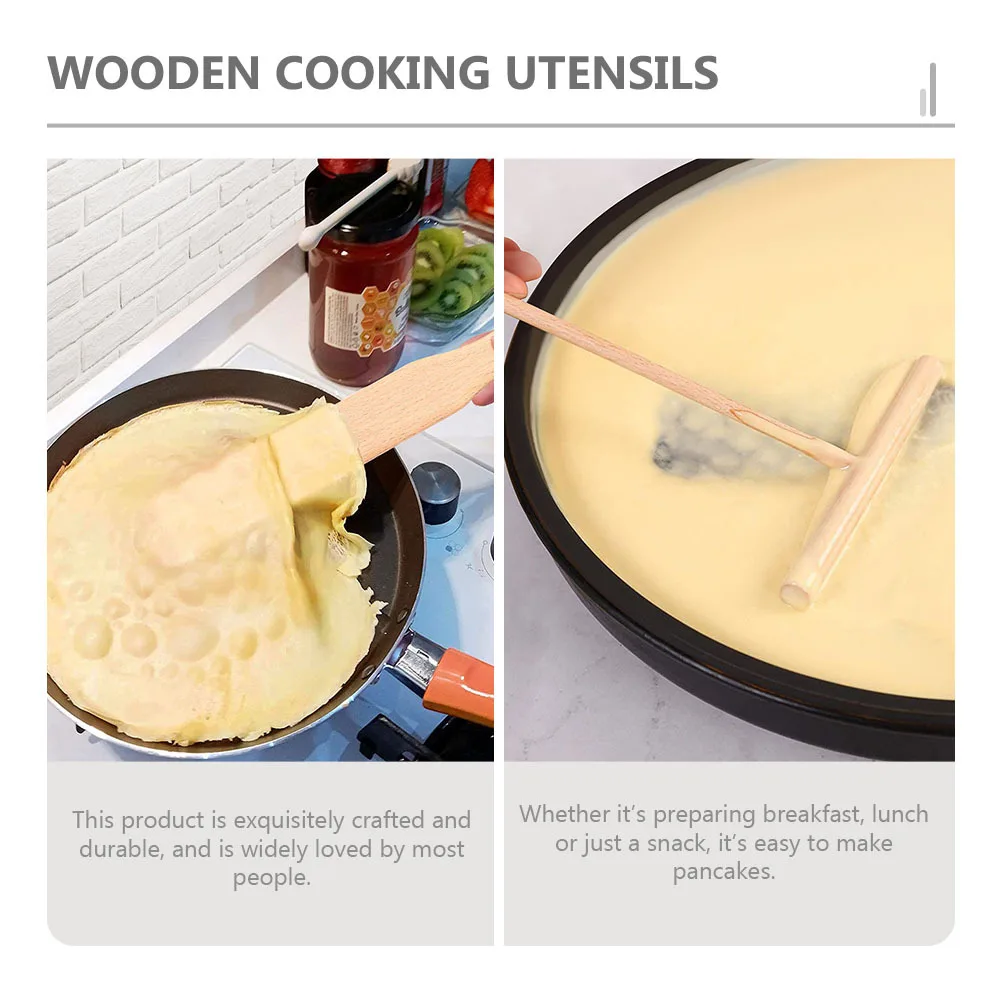 

1Set Smooth Safe Wooden Cooking Utensils Kit Crepe Spreader and Spatula Portable Kitchen Gadget Housewarming Gift