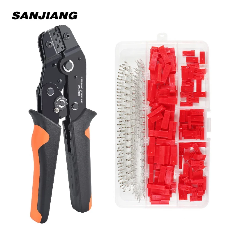 SN-28B Connector Crimping Plier Set 420pcs 2.54mm JST SYP 2Pin Female&Male Red Plug Housing Terminal Kit Pin Way Cable Plug Tool