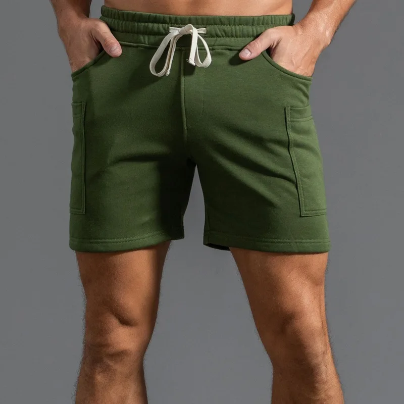 Men's Summer Casual Running Shorts 2026 Sexy Elastic Waist Board Shorts with Stand Pocket Fitness Beachwear in Gray And White