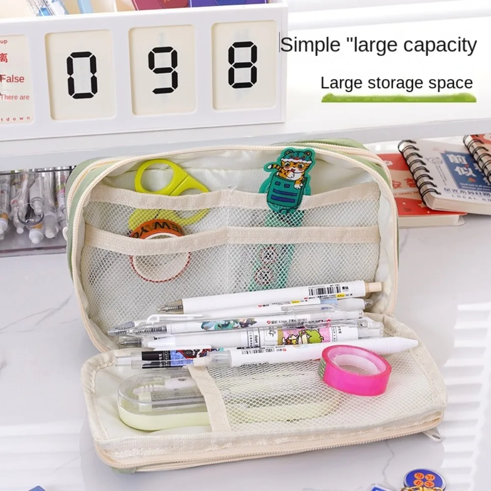 

Multifunctional Large Capacity Pen Bag Transparent PU Pen Storage Bag Multi Layer Portable Cosmetic Pouch Student
