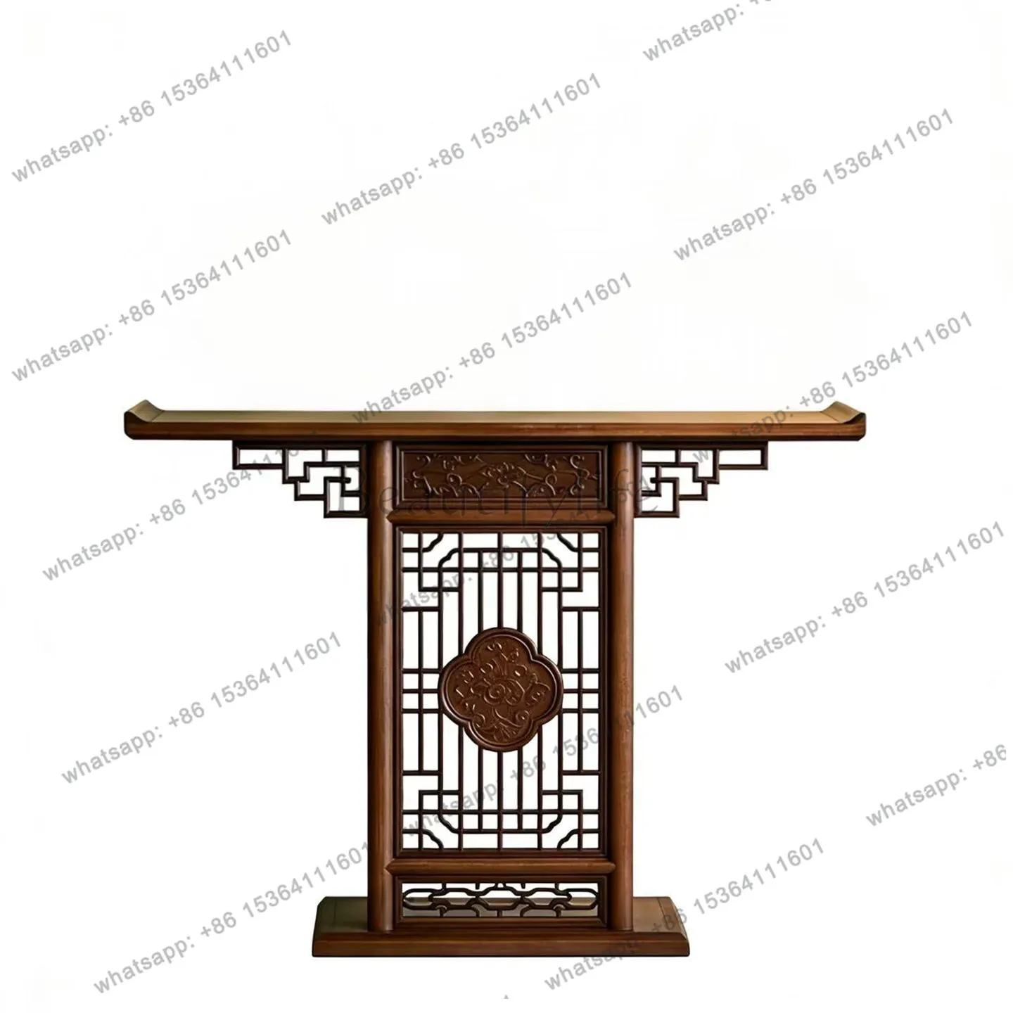 

New Chinese-style North American black walnut living room minimalist engraving entrance foyer end view table