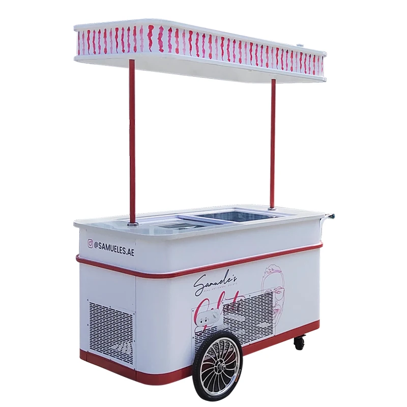 SAT. Hot Sale Stainless Steel Commercial Ice Cream Display Freezer Snack Food Goods Ice Cream Trolley