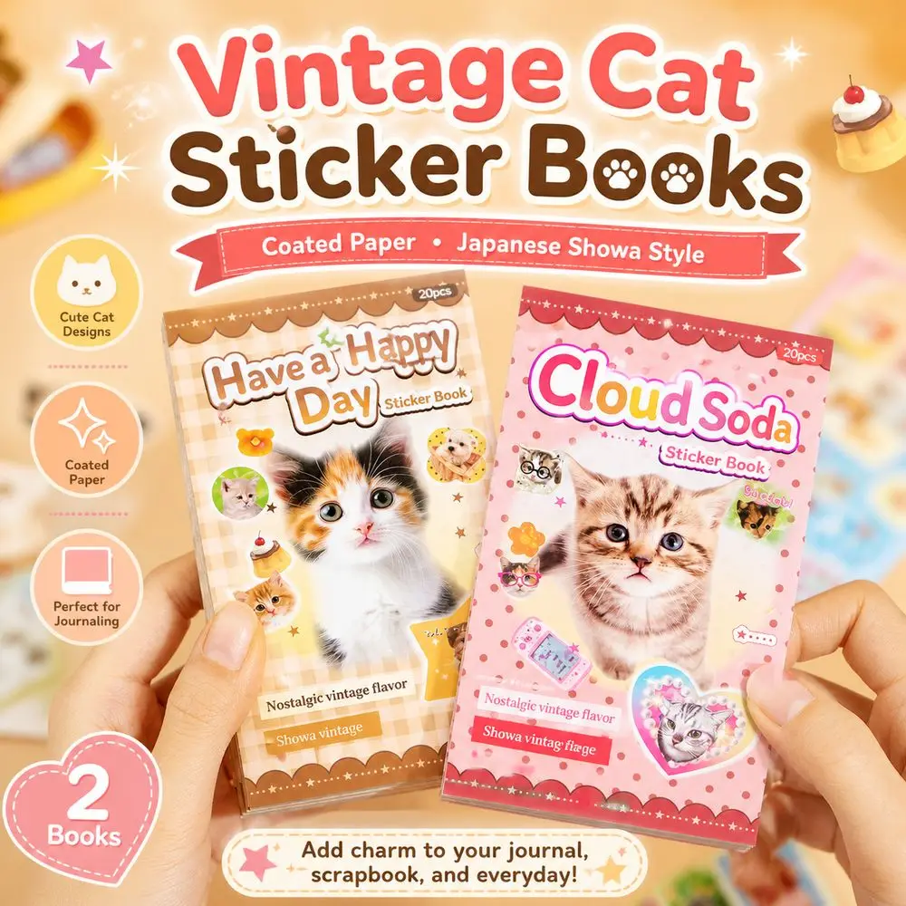 Matte Film Sticker Sheets Tactile Film Cat And Dog Patterns Die Cut Stickers Colorful Illustrations DIY Crafts Cartoon Stickers