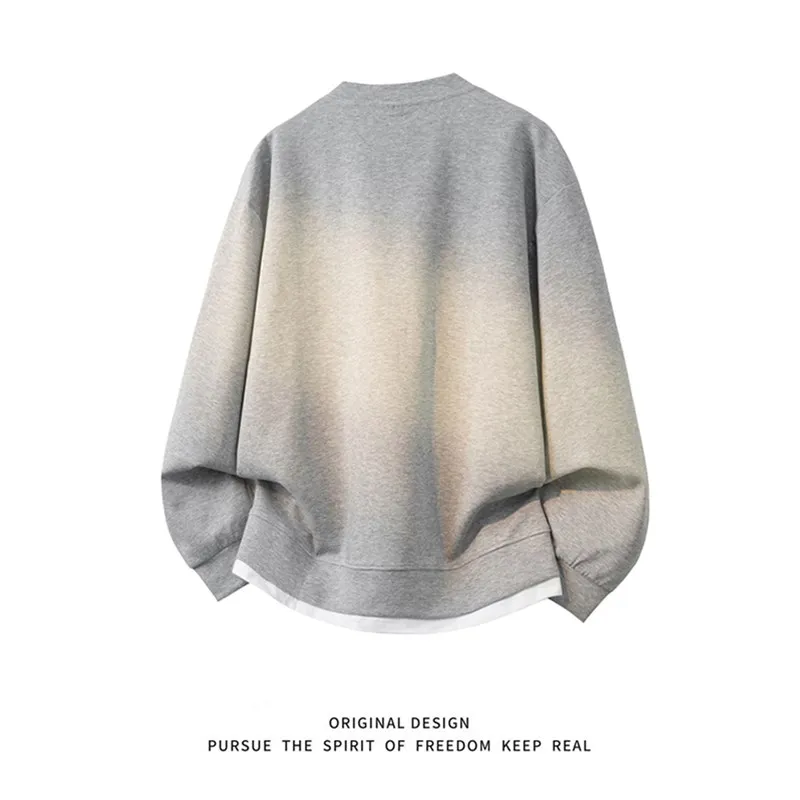 

Loose Long Sve T-irt Men's Spring Autumn American Cleanfit Casual Sle V-ne Sweatirt Henry Collar Layering Top