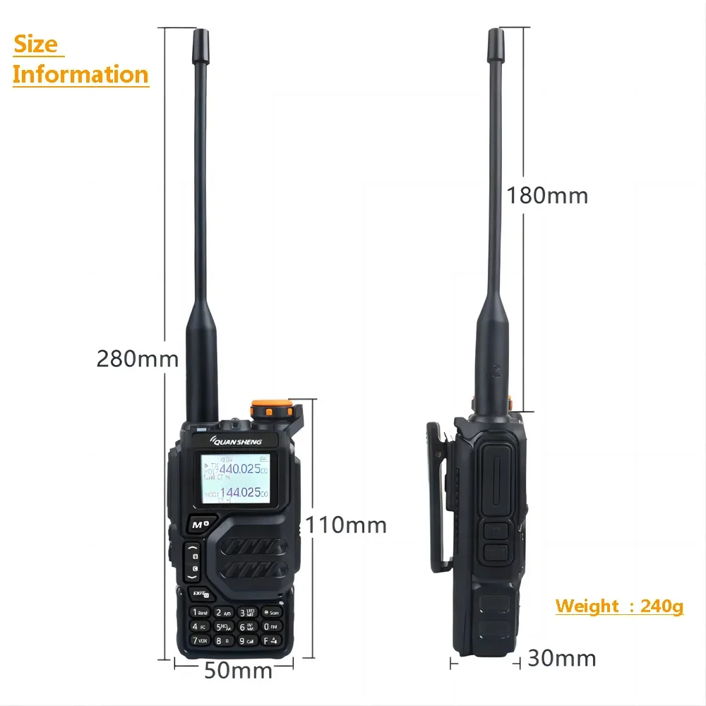 QUANSHENG-Radio portátil UV-K5, dispositivo de 50-600MHz, 5W, UHF, VHF, copia de frecuencia inalámbrica, NOAA, codificador, DTMF, UV-K58, UV-K6, bidireccional