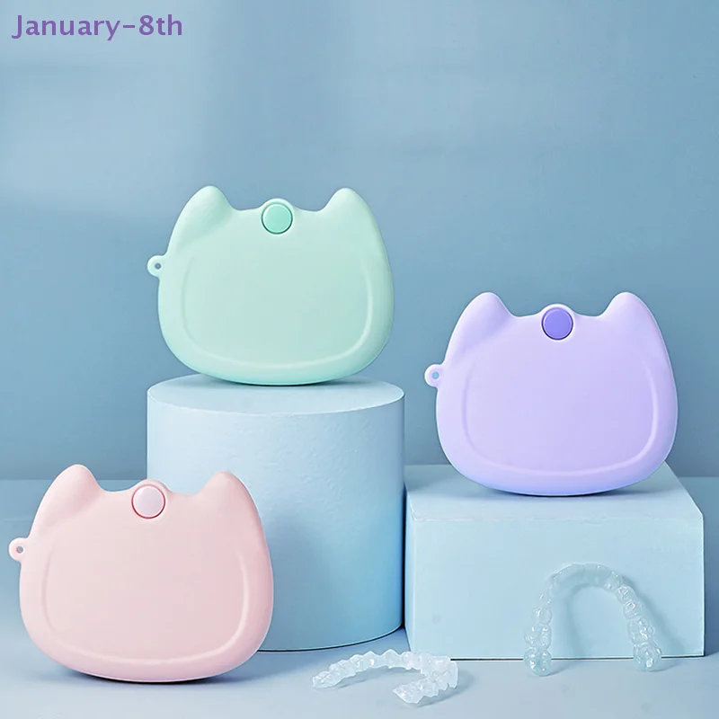 Orthodontic Retainer Tooth Braces Box Soaking Container Denture Storage Bath Box With Strainer Denture Case