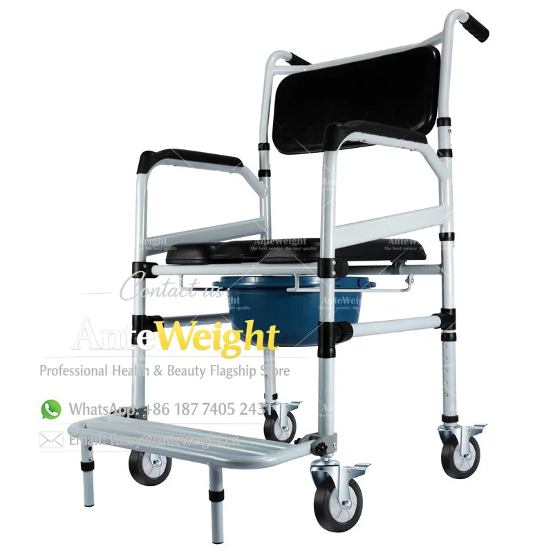 Lightweight Foldable Toilet & Shower Chair, Mobile Commode with Brakes for Seniors & Maternity | Aluminum Home Care Aid