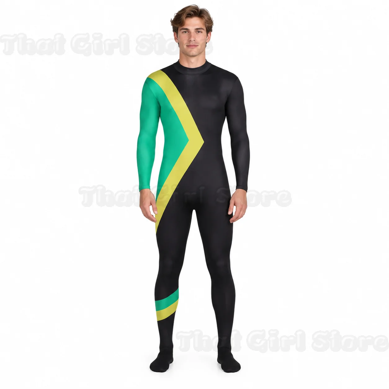 Cool Runnings Cosplay Costume Jamaican Bobsled Team Outfits Bodysuit Costume Adult Men Halloween Party Skating Jumpsuit