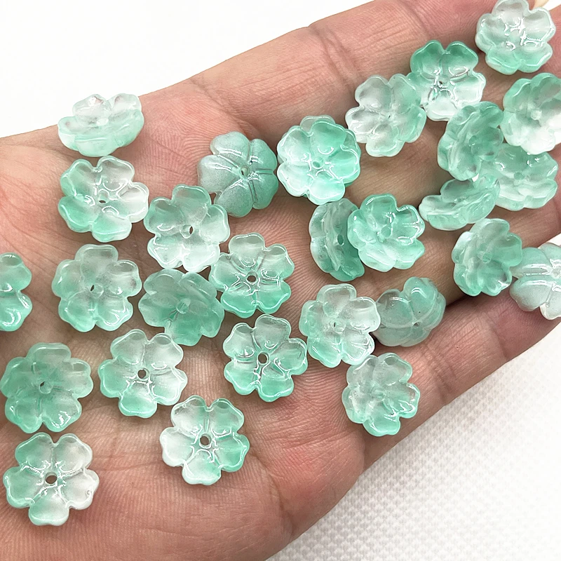 20 قطعة 13 مللي متر خمسة البتلة زهرة Lampwork الخرز قبعات الزجاج خزر عازل لصنع المجوهرات أساور يدوية دبوس الشعر