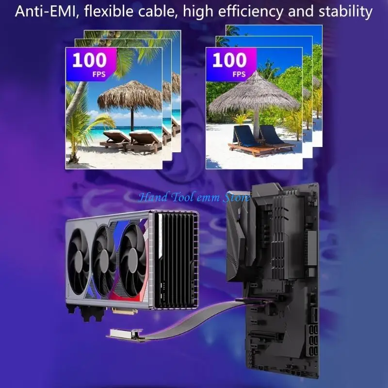 

H37F 7.87inch PCIe4.0 x16 Extension Cable for Enhances Graphics Card Setups Wire