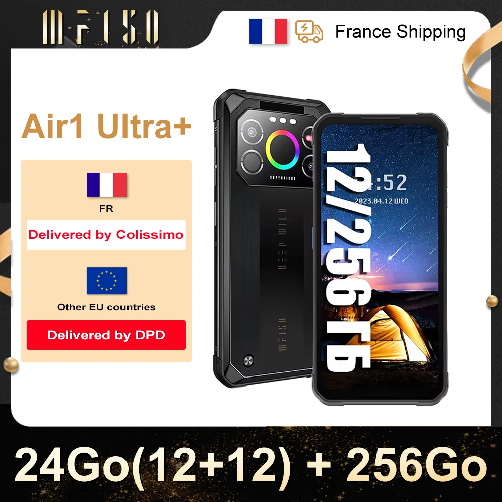 Iiif150 air1 ultra robustes Smartphone, 6,8 "fhd, 24go (12 12) ram/256go rom, mah, 64mp 32mp, helio
