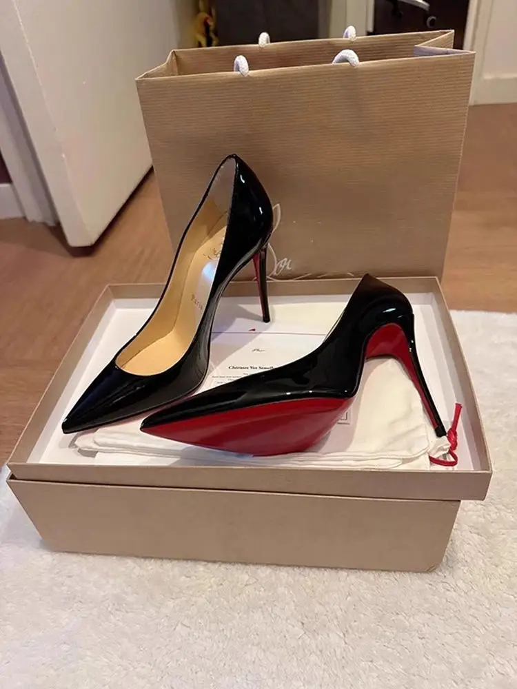 

Женские туфли на высоком каблуке с красной подошвой из лакированной кожи с острым носком на тонком каблуке Work oes Sexy Commute Faion Single oes