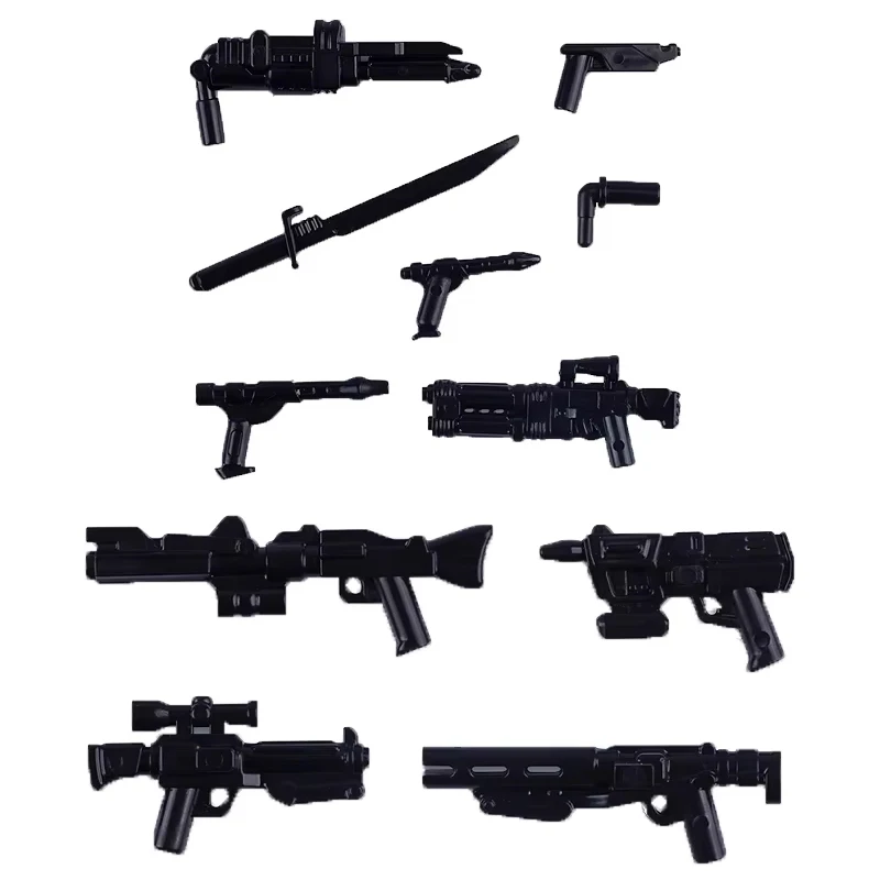 MOC Weapons Guns Building Blocks Explosive Guns Cloak Science Fiction War Movie Series Character Soldier Weapon Mini Bricks Toys