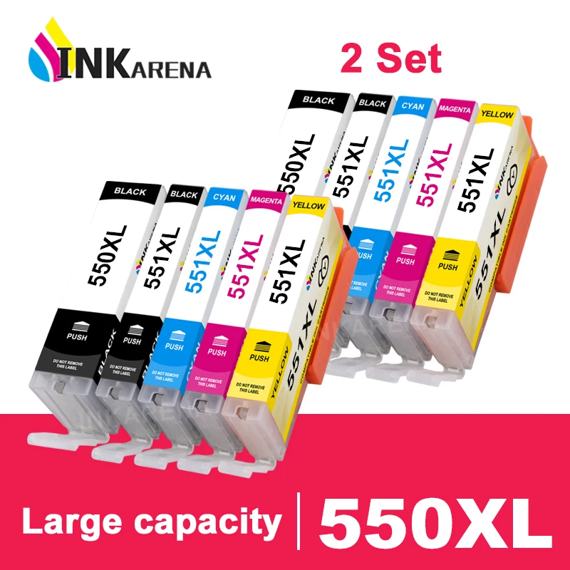 INKARENA 10X NEW PGI-550 CLI-551 PGI550 CLI551 Compatible ink Cartridge For Canon PIXMA MG6350 MG7150 IP8750 printer