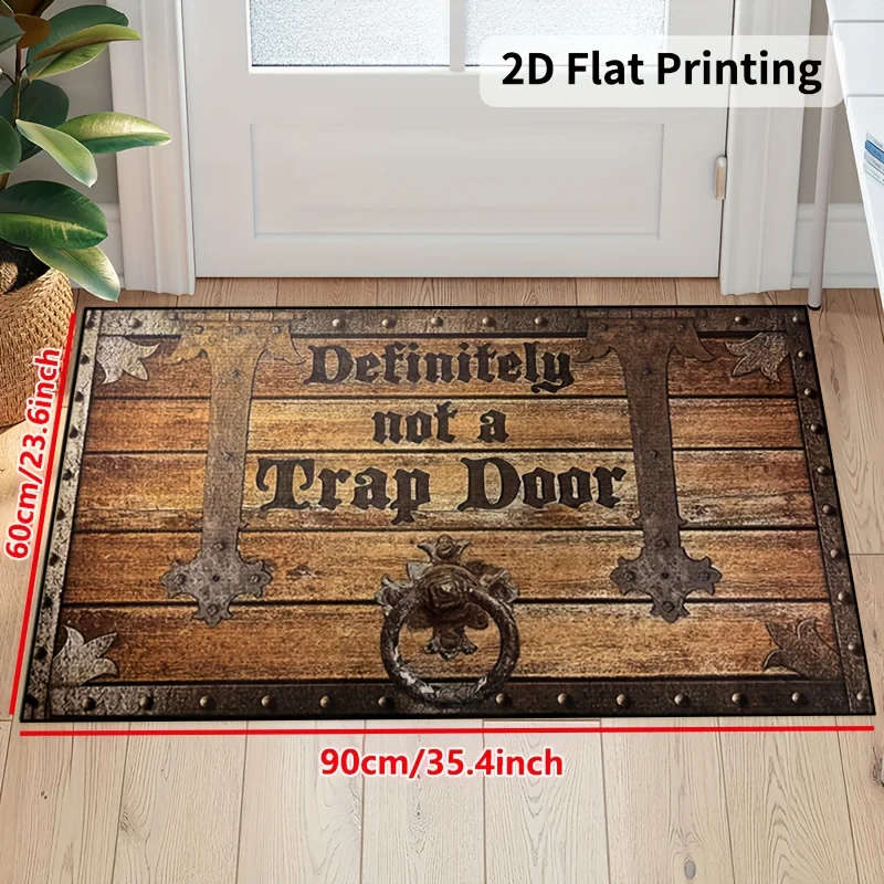 1pc Wooden Box Trap Door Mat, Indoor Mat, Creative Doormat, Non-slip Floor Mat Mat, Bedroom Accessories Room Decoration, Photo