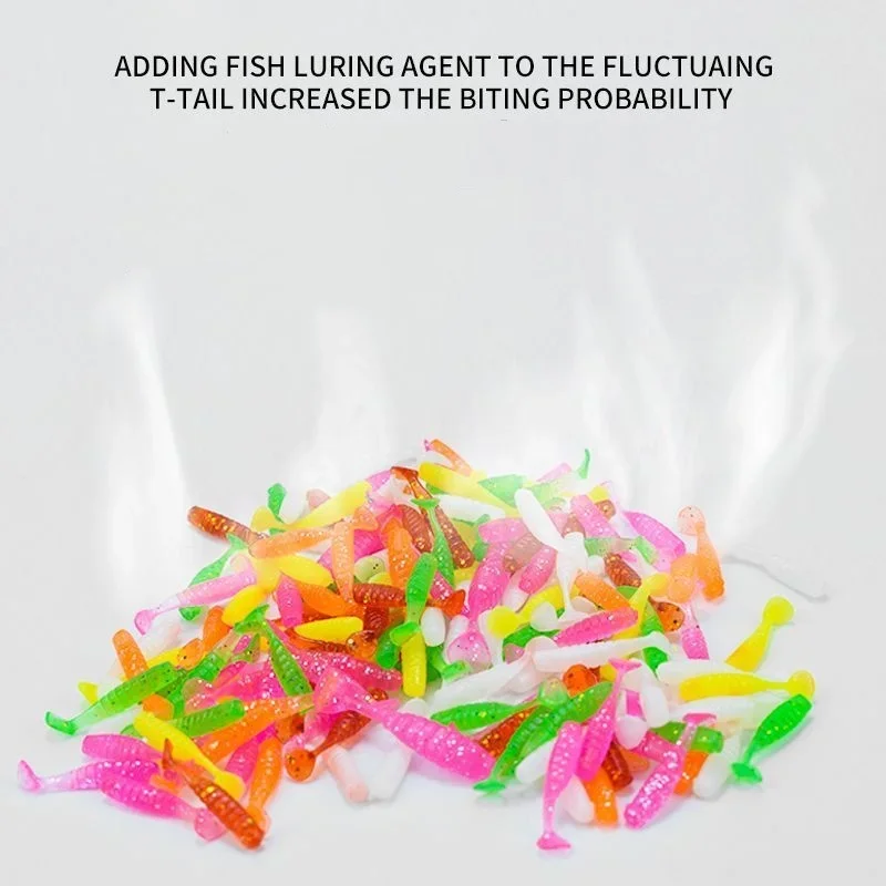MUKUN 10PCS  fishing paddle tail soft bait dwim jig mini small little fish bait fishing 2.5cm/0.2g multicolor