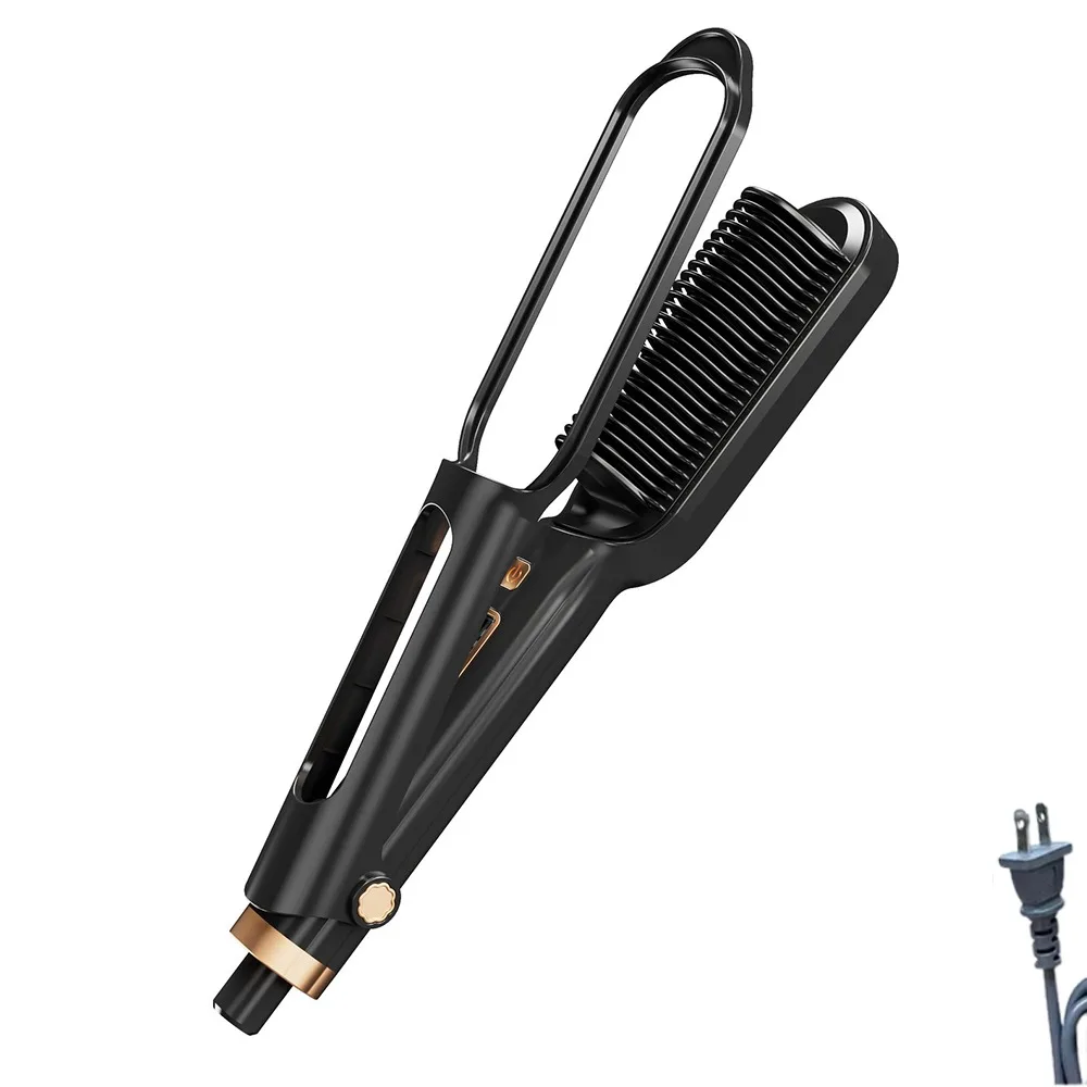 

Anti Scald Electric Hair Straightening Comb 2 in 1 Fast Heating Portable Hair Straightener Straight Curling Dual Use Detangling
