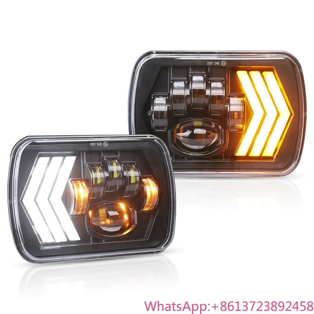 

Headlight With High Low Beam Projector 5x7 Square Headlight For Jeep Cherokee XJ