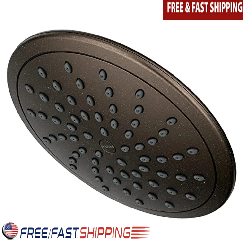 Oil Rubbed Bronze 8-inch Rain Shower Head Single Function Fixed Showerhead with IPS Connection Easy Installation 2.5 GPM Flow