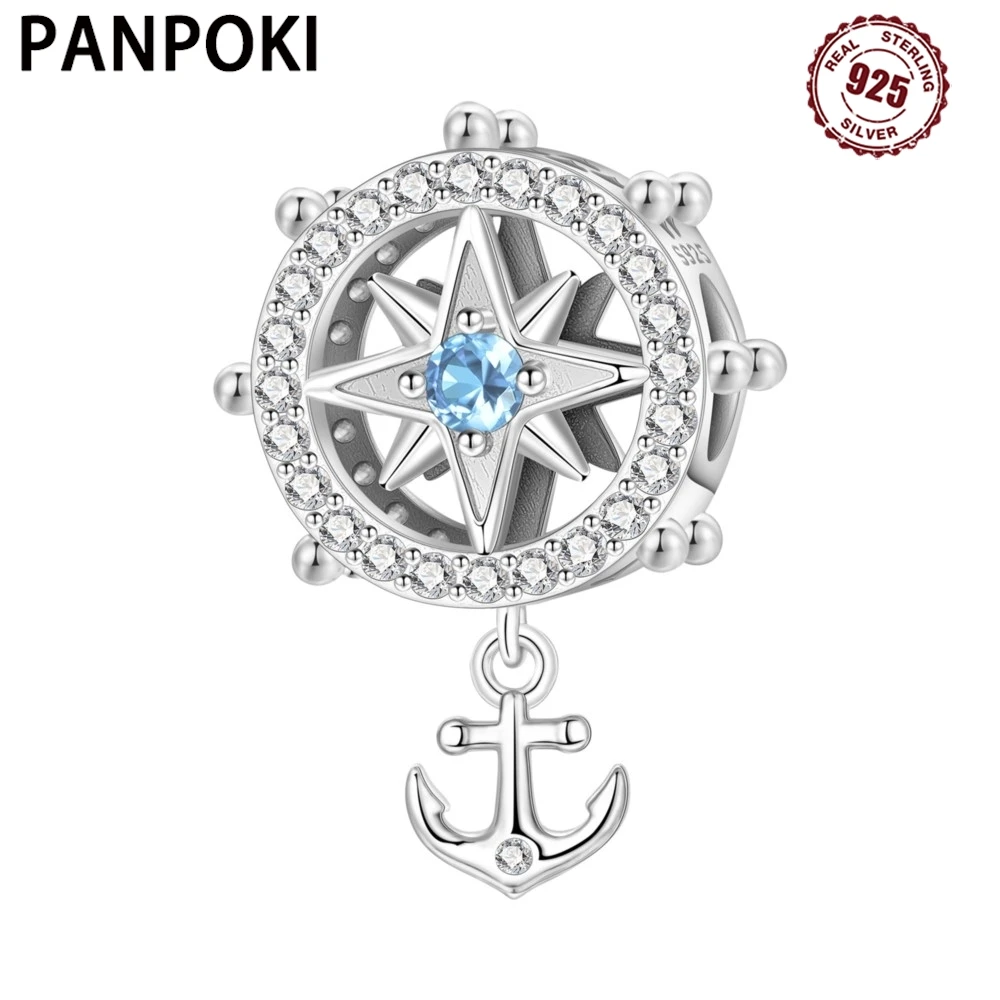 

PANPOKI стерлингового серебра 925 пробы, руль, бахрома, океан, оригинальные подвески, браслет, подвески, ювелирные изделия, вечерние бусины, сделай сам, модные подарки