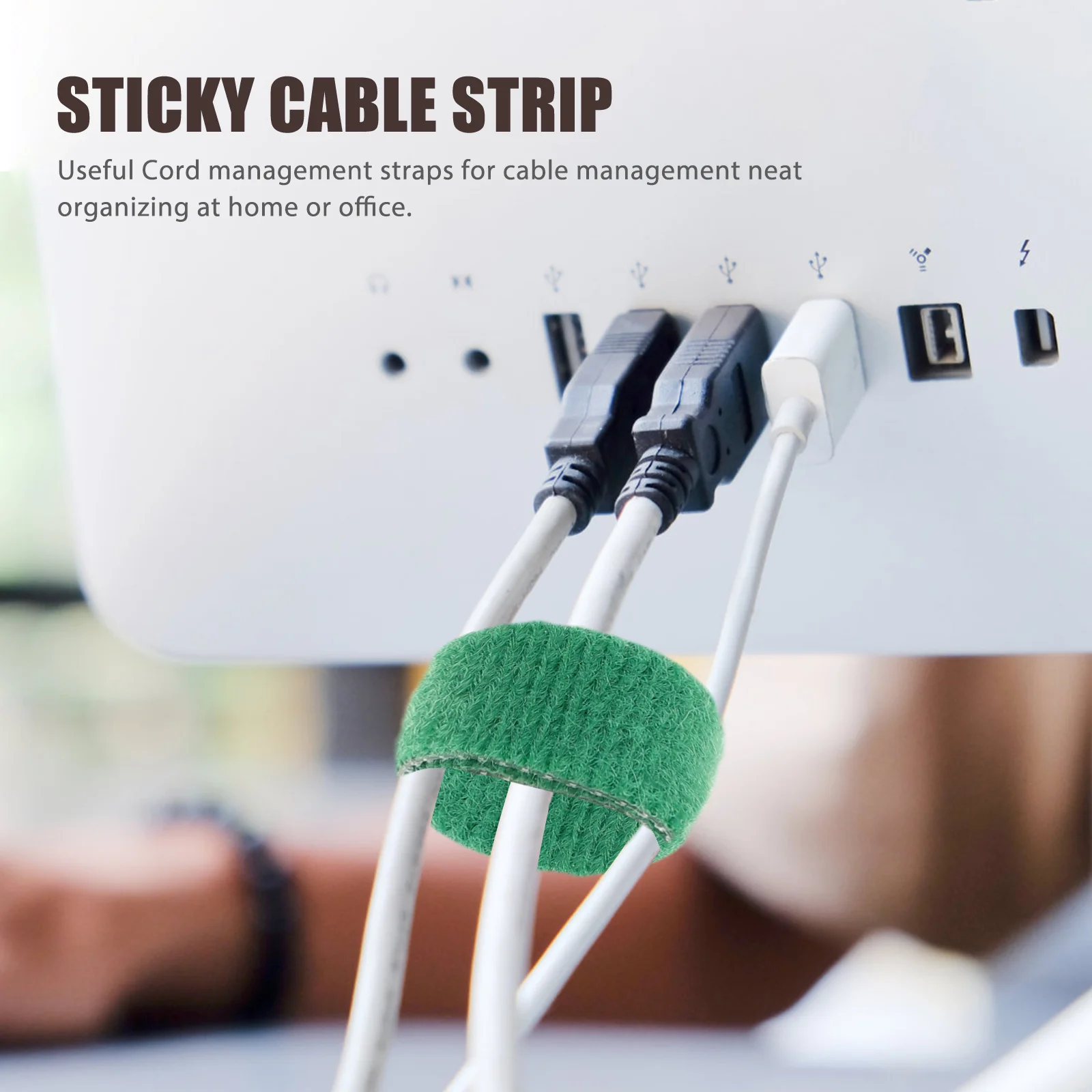 

5 Rolls Cable Hook Loop Fastening Strips Neat Cord Organizer Heavy Duty Ties for Office Home Garden Use