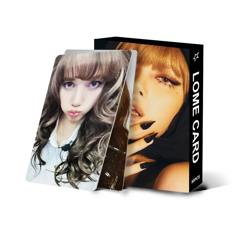 55 unids/set ídolos Kpop LISA Alter EGO tarjeta en caja foto HD de alta calidad doble cara película brillante tarjeta recubierta colección de Fans regalo