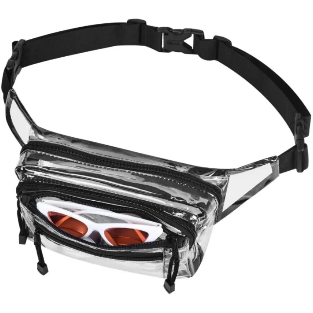 Portable PVC Transparent Waist Bag Clear Multi layer Sports Fanny Pack Black Single Shoulder Phone Crossbody Bag Women
