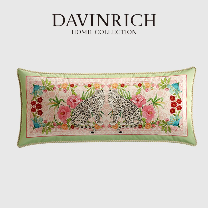 

DAVINRICH Springtime Tropical Tiger Floral Velvet Decorative Lumbar Pillow Cover Long Cushion Case Enhance Any Living Room Decor