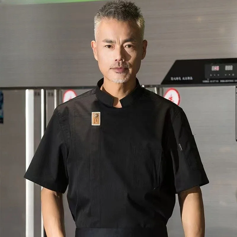 Uniforme da chef per hotel e ristoranti |   Abbigliamento da lavoro a maniche corte in seta ghiacciata per panetteria |   Tessuto antimacchia ad asciugatura rapida