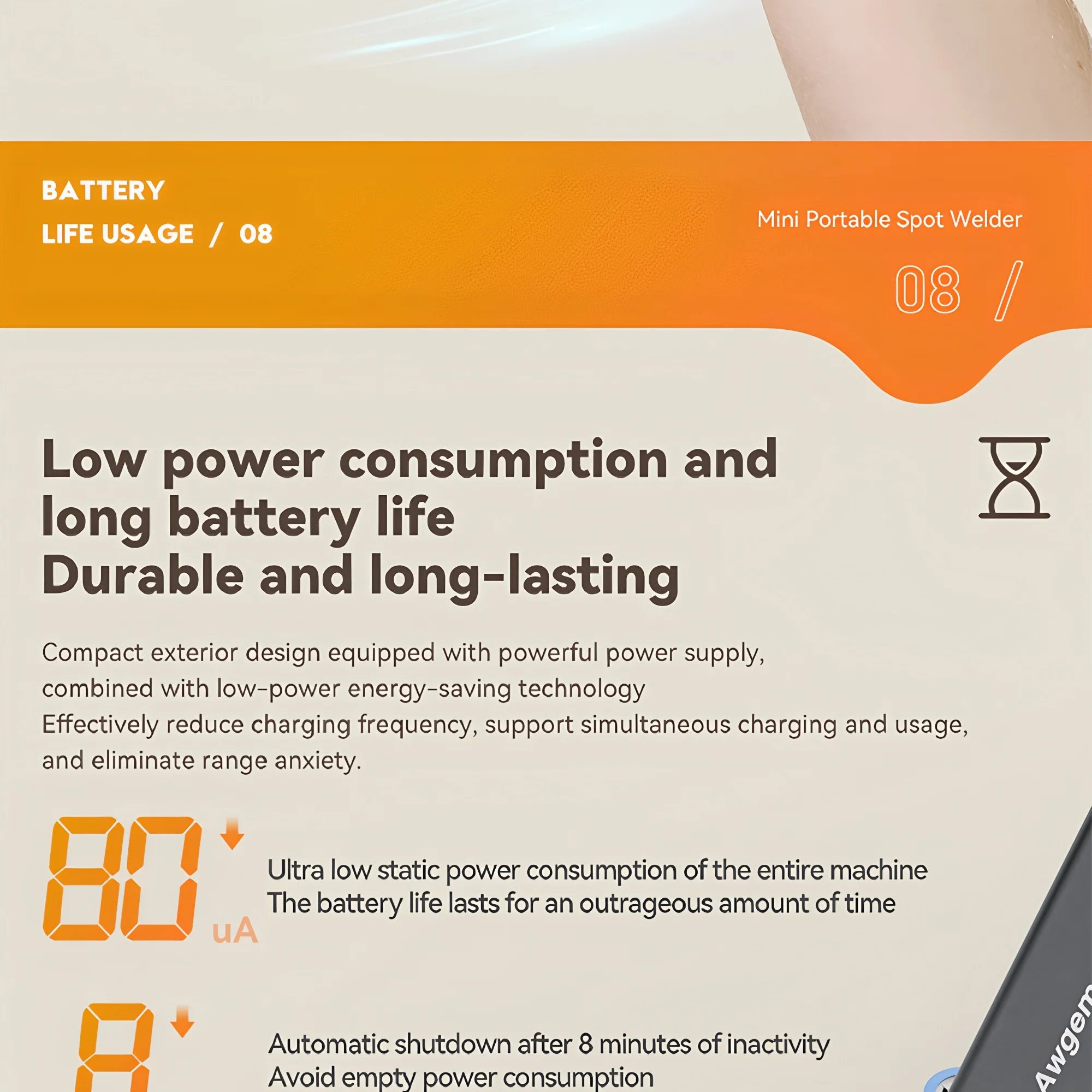 Awgem Tragbares Punktschweißgerät, DIY-Handpunktschweißgerät, 99 Gänge, verstellbares Punktschweißen für 18650-Lithium-Batterie – Detail 21