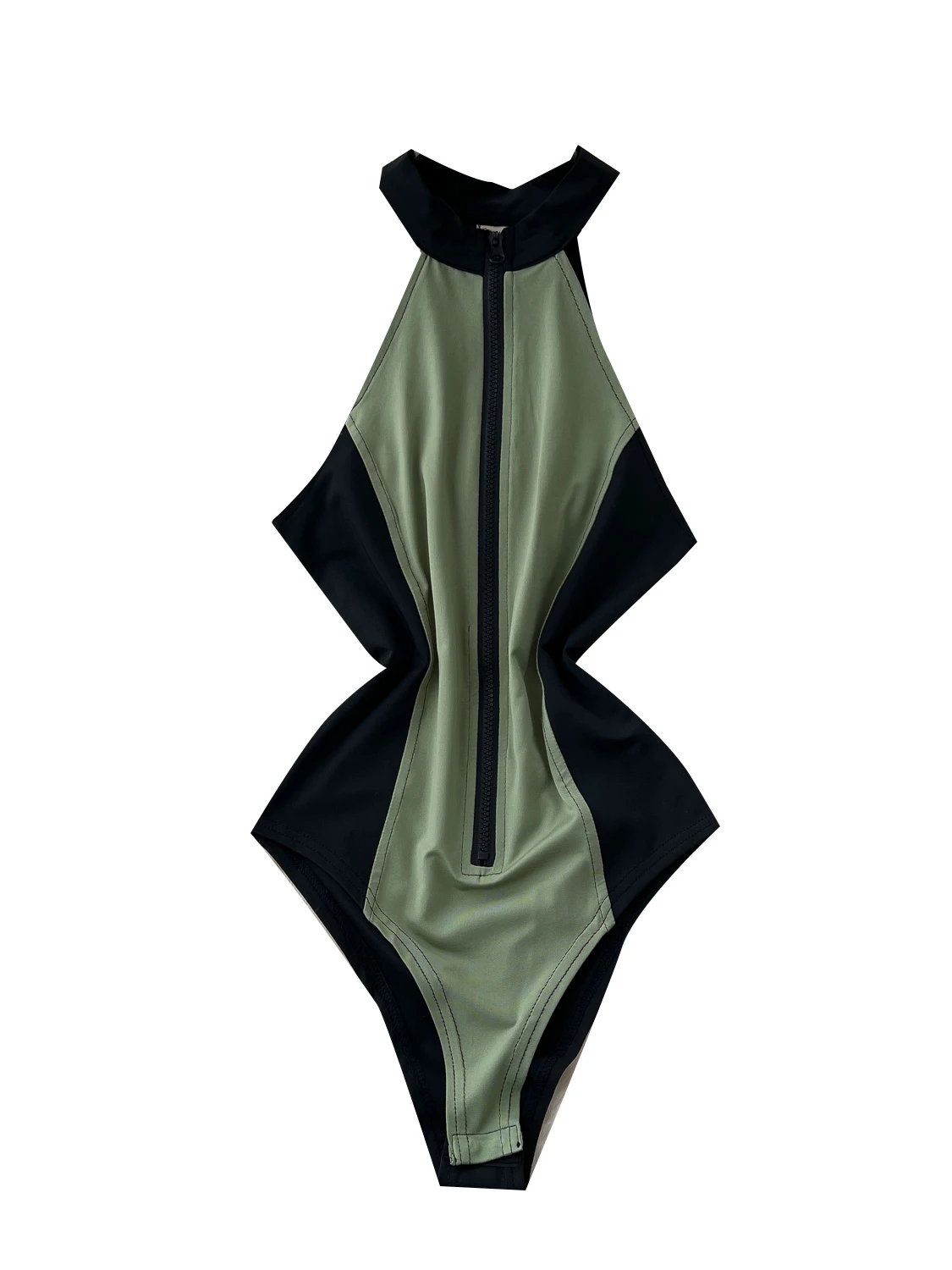 Sexy Faionable Color Blo Stand Collar Zipper Svel Ne Hanging  Women's Waist Inward Top Bot Inteated...