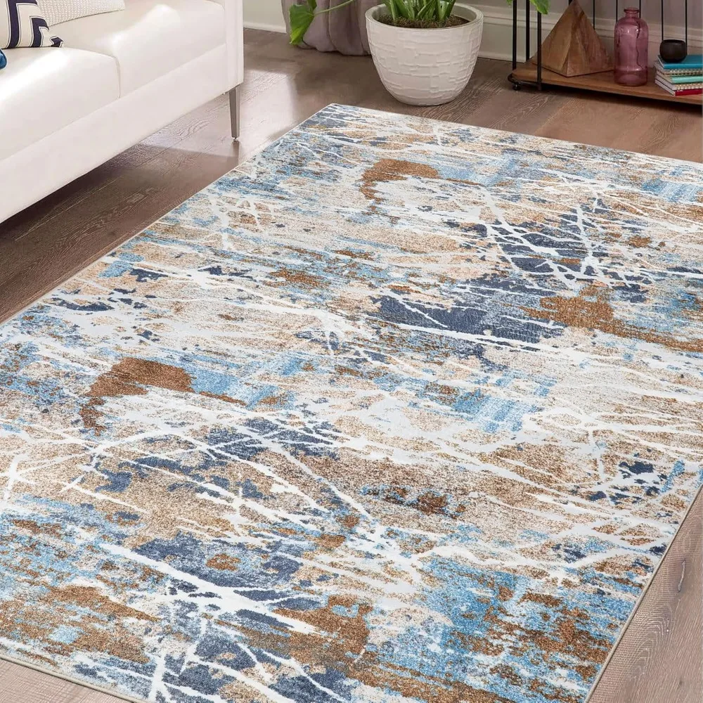 Modern Abstract Area Rug, 8x10 Washable Rugs for Living Room Bedroom Office Floor Rug Dining Room Indoor Accent Rugs