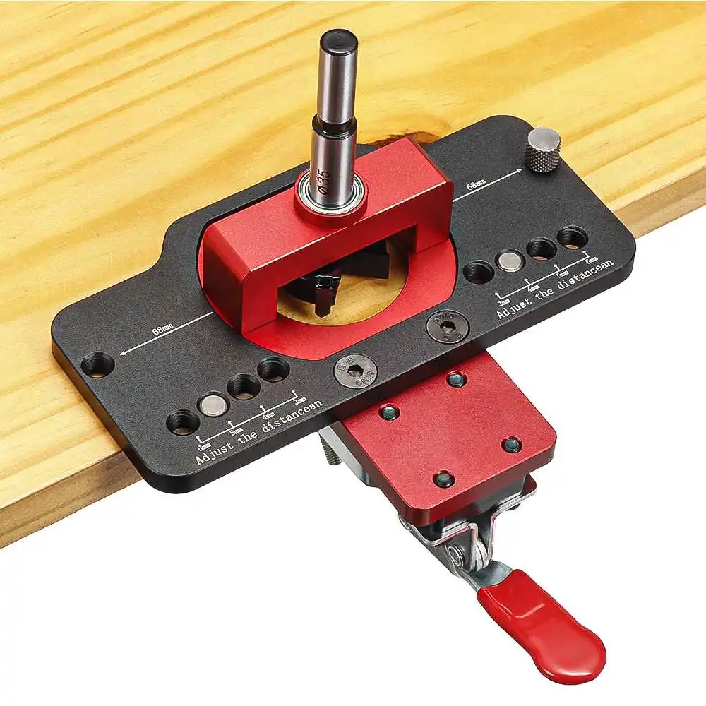 35mm Woodworking Hole Opener Hinge Opener Door Cabinets Hinge Locator Aluminum Alloy Woodwork Hole Drilling Guide Locator