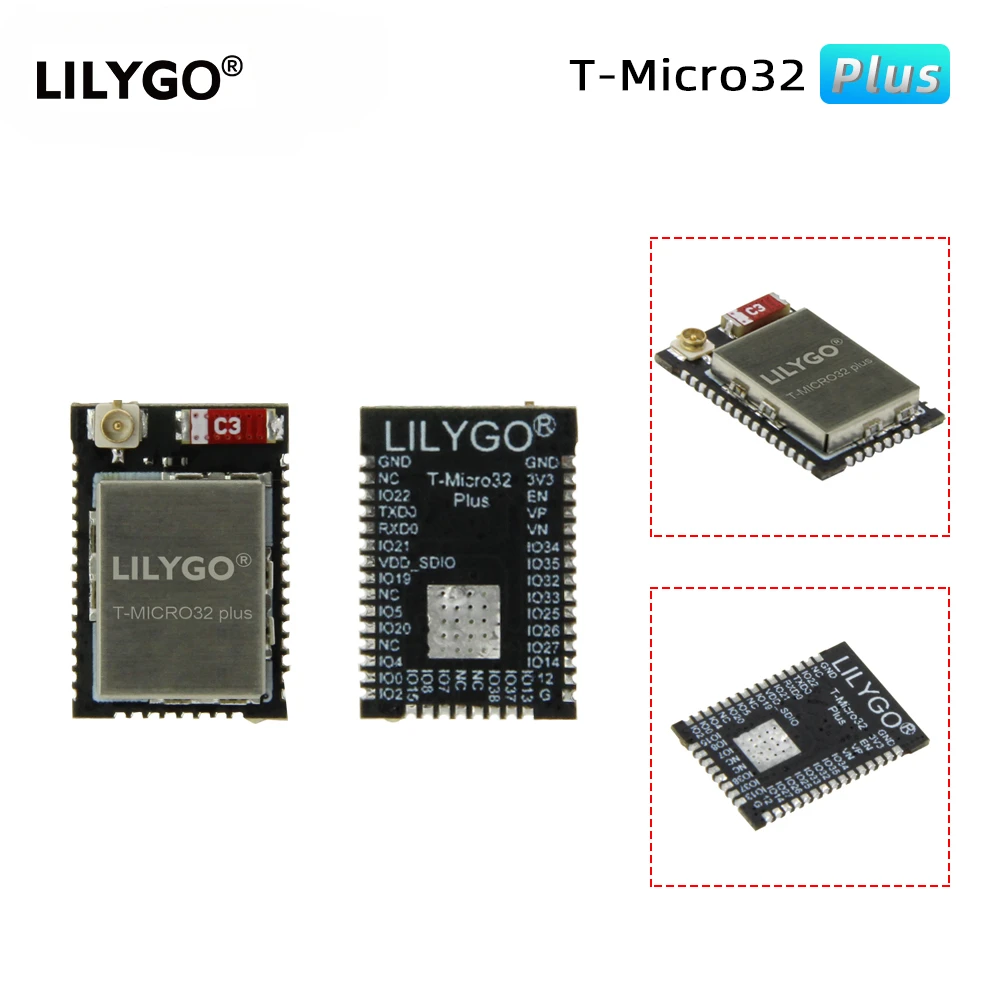 LILYGO®Placa de desarrollo T-Micro32 Plus ESP32, módulo Compatible con WiFi, Bluetooth, 8MB, Flash, 2MB, Psram, ESP 32, para Arduino