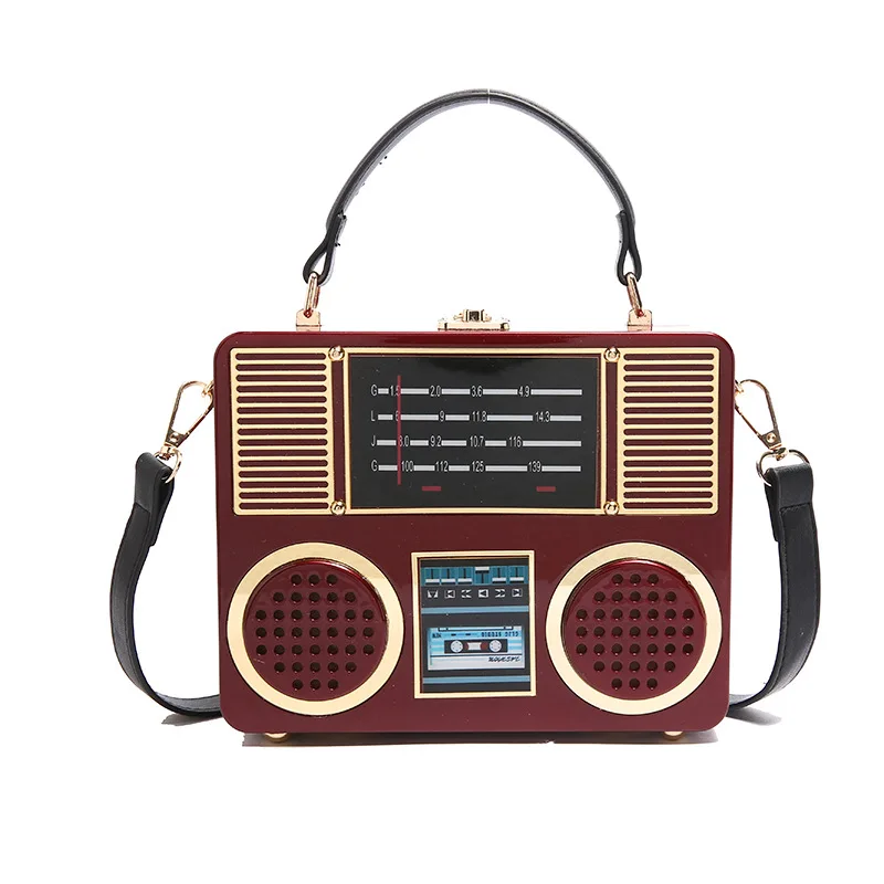 

Retro Acrylic Radio Box Handbag Fashionable Boutique Style for Evening Parties Women's Clutch Bag