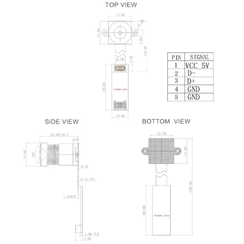 OV9281 USB Camera Module Black & White Global Exposure For Win 7 8 10 720P 1MP 72 100 Degrees Adjustable Focus Lens