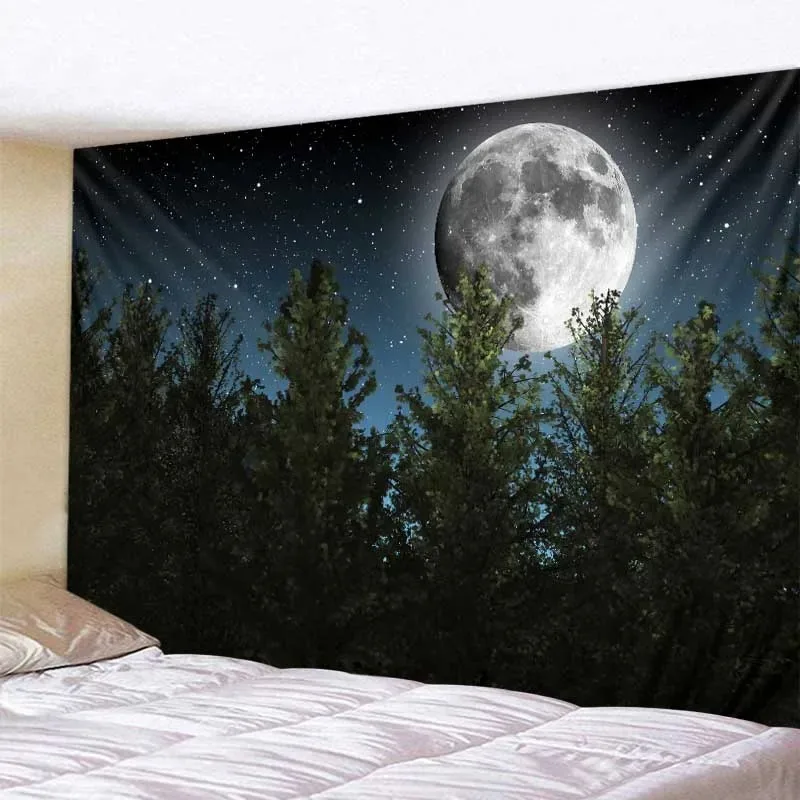 Night moon pattern background cloth Nordic style home decoration tapestry living room bedroom dormitory hanging cloth 230x150cm