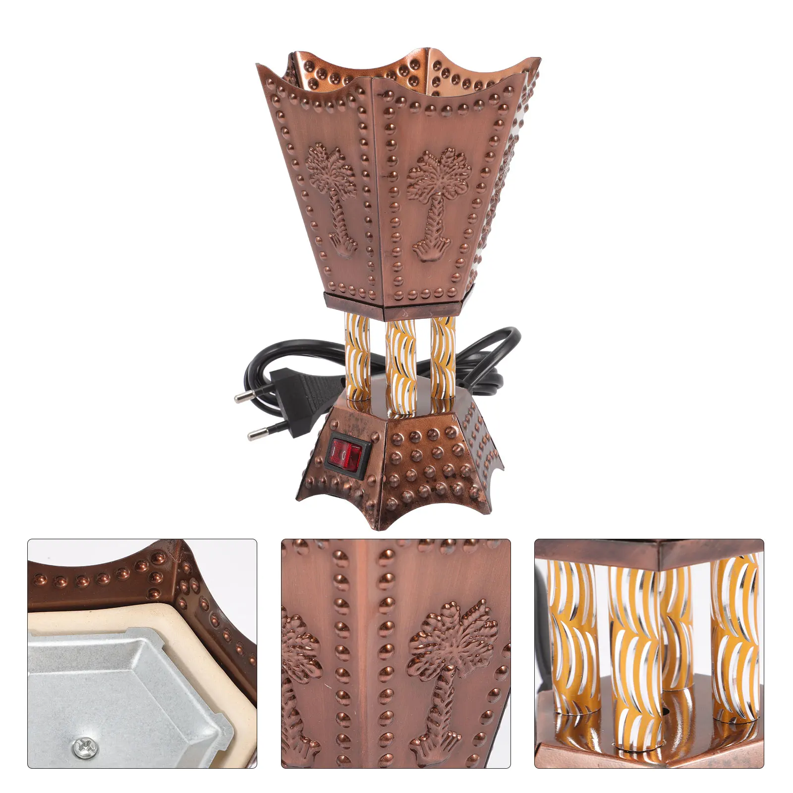 

Electric Incense Burner Metal Censer Heater for Home Decor Plug in Table Centerpiece Safe Construction High Temperature