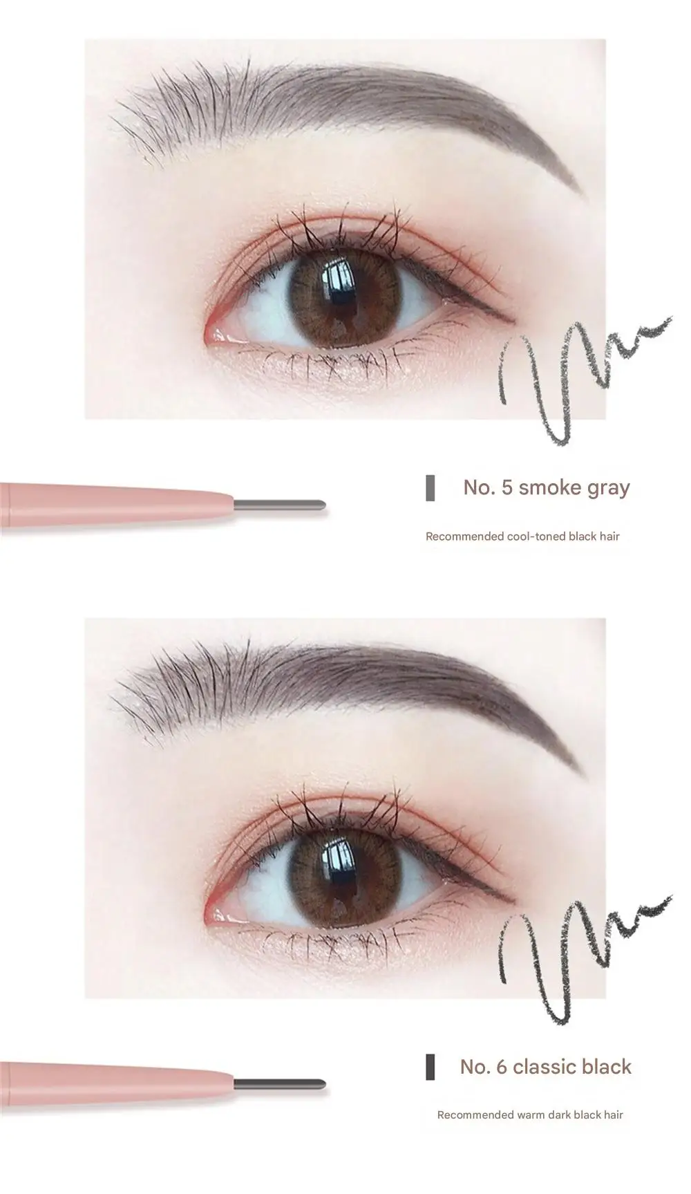1,5 mm extrem feiner Augenbrauenstift, wasserfest, langlebig, schweißfest, automatisch drehbar, mit Pinsel, natürliches koreanisches Augenbrauen-Make-up, 1/3 Stück – Detail 14