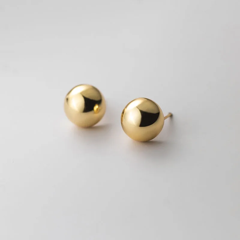 WANTME 925 فضة موضة الحد الأدنى كبير كرة مستديرة الجوف وأقراط للنساء الفرنسية حلية منحني مجوهرات الحفلات #6