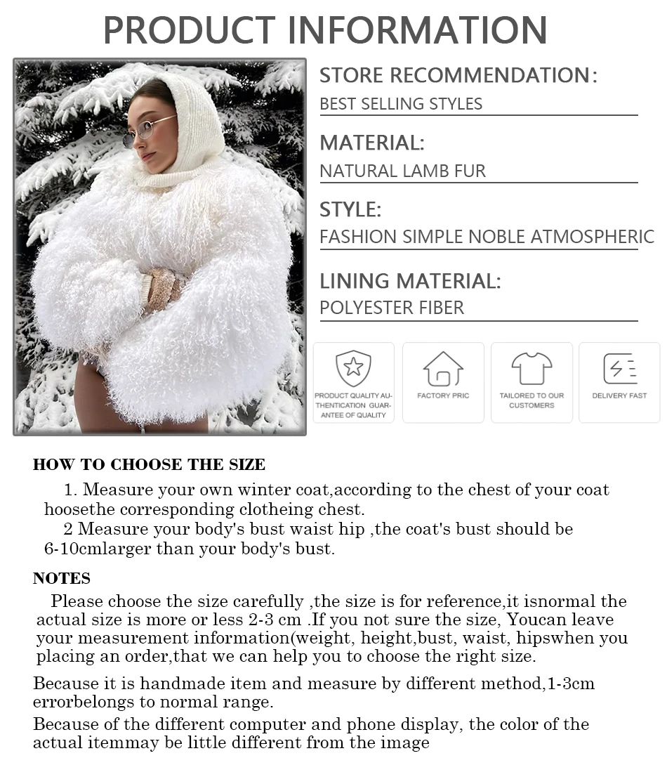 Short White Fur Coat Mongolian Sheep Jackets Genuine Fur Coat For Women Fashion Best Seller Natural Mongolian Fur