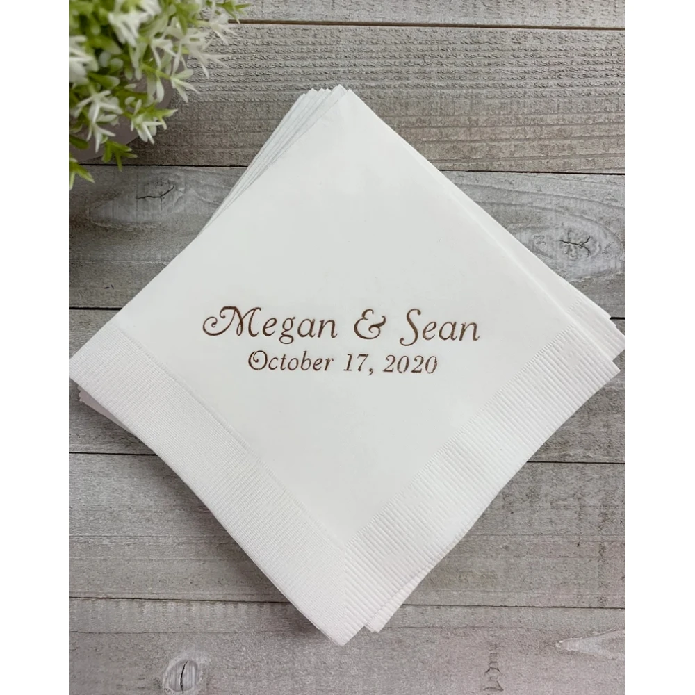 

Personalized Wedding Cocktail Napkins, Engagement, Birthday Napkins,Beverage Paper, Anniversary Party, Custom Lun, 50Pcs