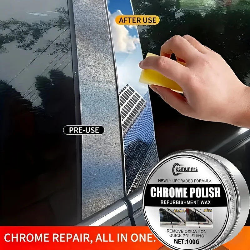 1pc 100g Automotive Chrome Plated Parts Restoration & Polishing Cream - Scratch Remover for Car Door Handles, Window Frames, Log