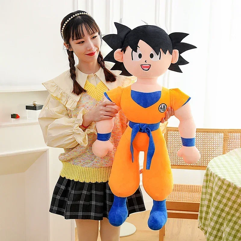 90cm Anime Dragon Ball Son Goku Plush Toy Super Saiyan Kakarotto Soft Stuffed Plushies Doll Large Size Pillow Kids Birthday Gift