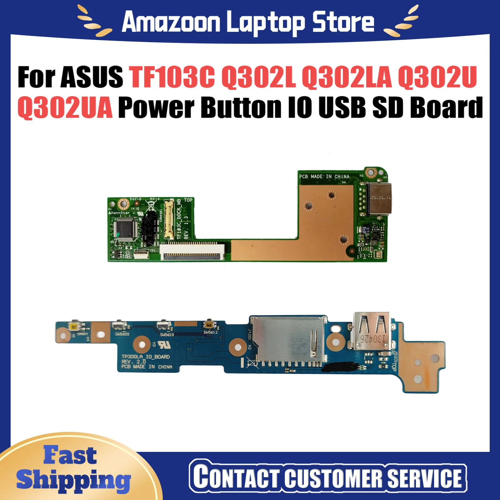 For ASUS TF103C Q302L Q302LA Q302U Q302UA TP300 TP300L TP300LA TP300LD Q302LA Power Switch Button IO USB SD Board