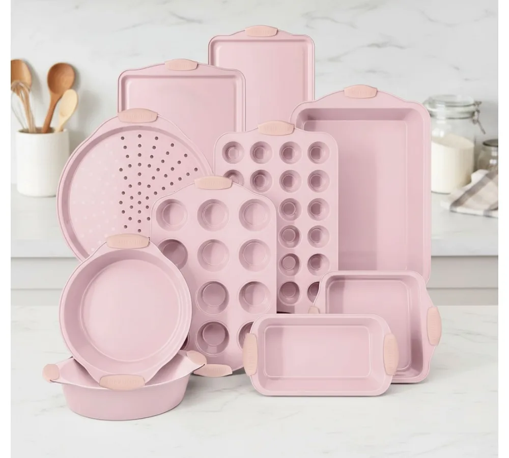 

Набор форм для выпечки с антипригарным покрытием — сверхпрочные, прочные, легко снимаемые формы для выпечки для начинающих, розовые, 10 шт.