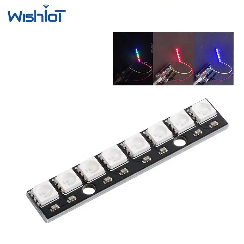 WS2812 5050 RGB LED Module - 8Bit 8-Channel Full Color Addressable Board for Arduino (Black PCB)