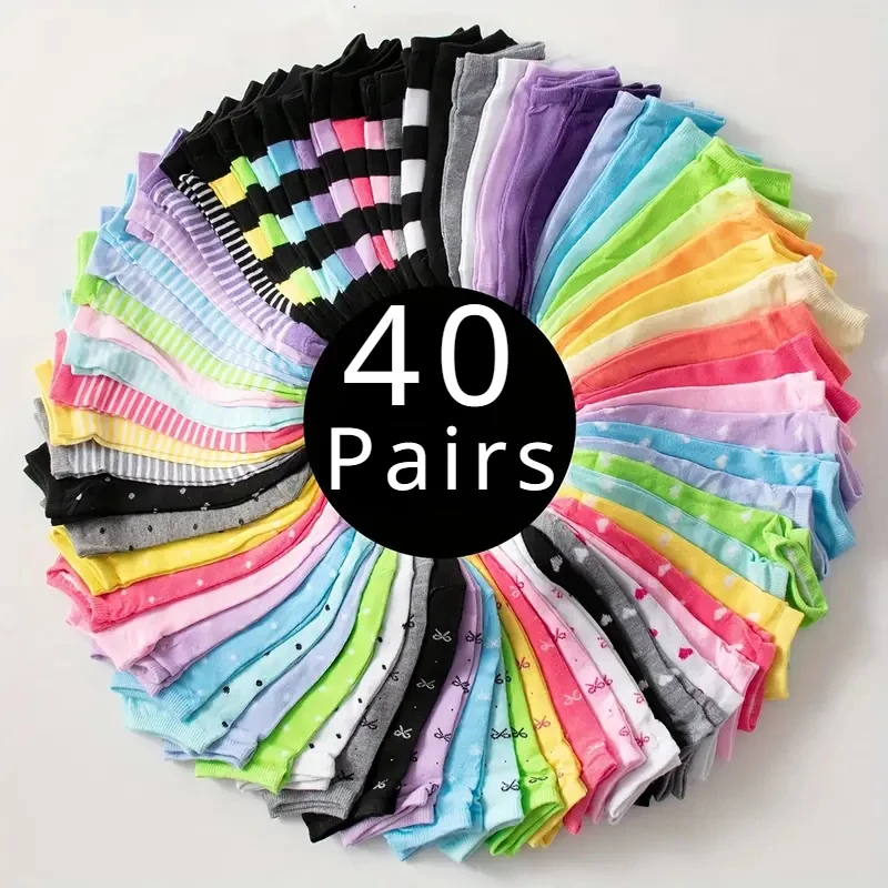 

20/40 пар, носки с принтом сердца, носки до щиколотки карамельных цветов на День святого Валентина, женские чулки и Чулочные изделия