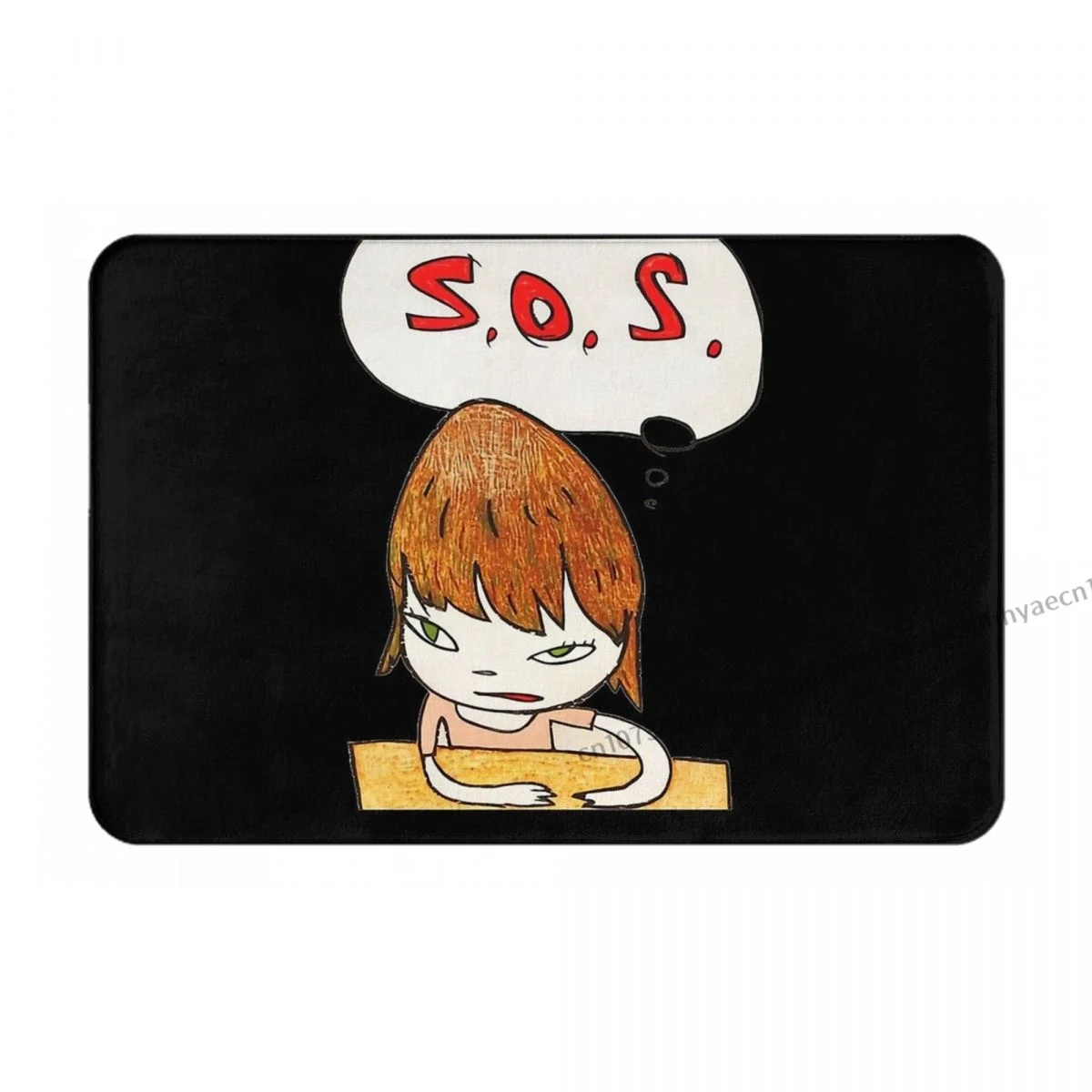 Bath Mat Yoshitomo Nara S.O.S T - Yoshitomo Nara Fine Art Sticker Doormat Flannel Carpet Outdoor Rug Home Decor