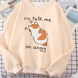 Women Winter Sweatshirt Cartoon Cat Print Long Sleeves Round Neck Loose Warm Pullover Soft Winter Sweatshirt Female Clothing